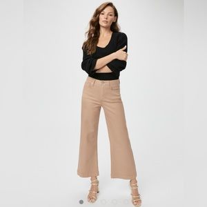 Paige Anessa French Latte Luxe Coating Wide-Leg Jeans